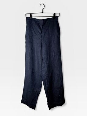 Boden Blue Linen Straight leg Pant Elastic Waist Size 6R (I)